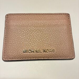 Michael Kors Blush Pink Pebbled Leather Card Holder